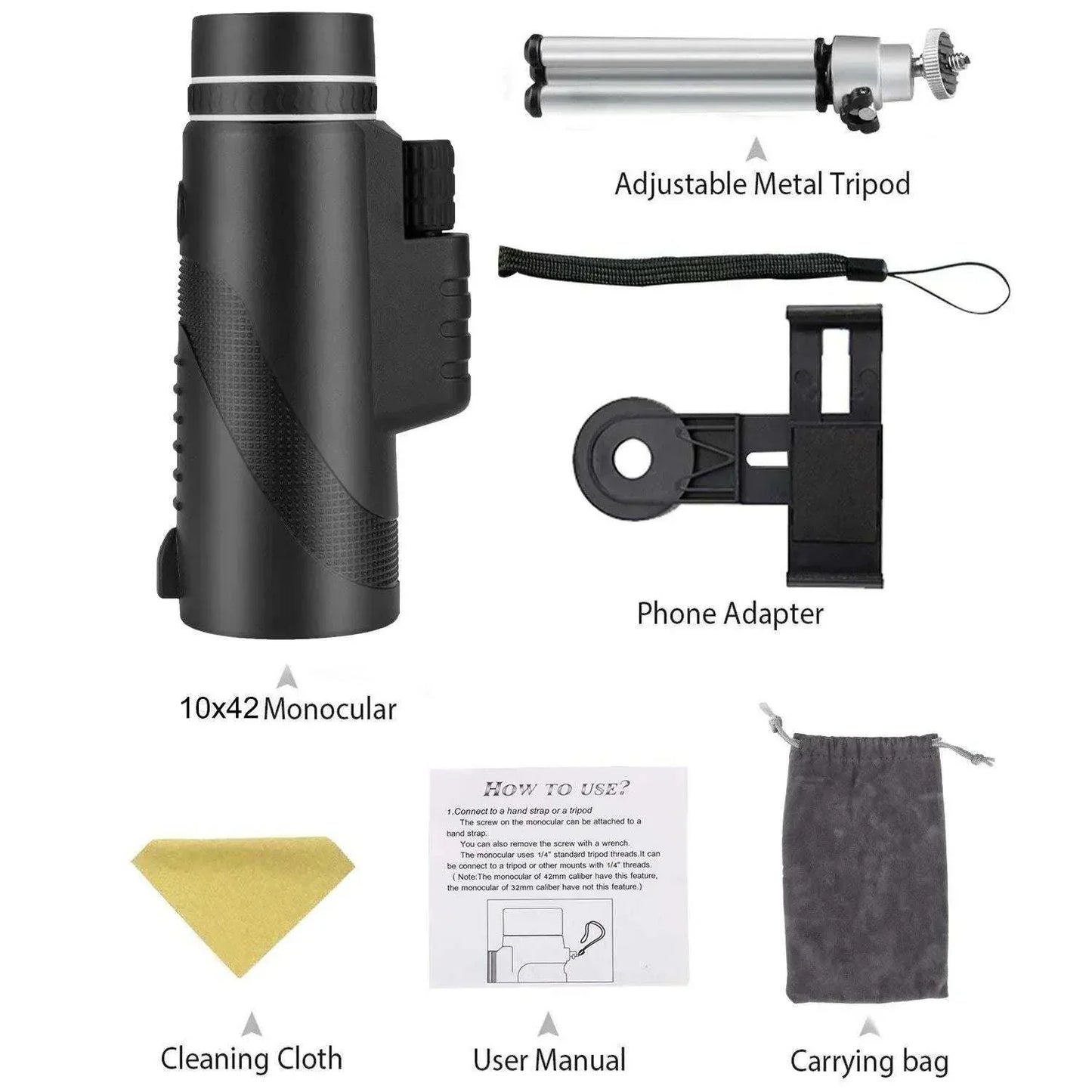 High-definition telescope with universal phone mount for clear 40X magnification and waterproof design