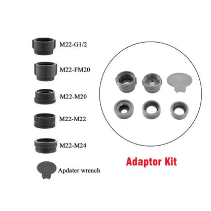 1080 rotatable faucet adapter kit with multiple connector sizes and wrench for universal faucet fitting