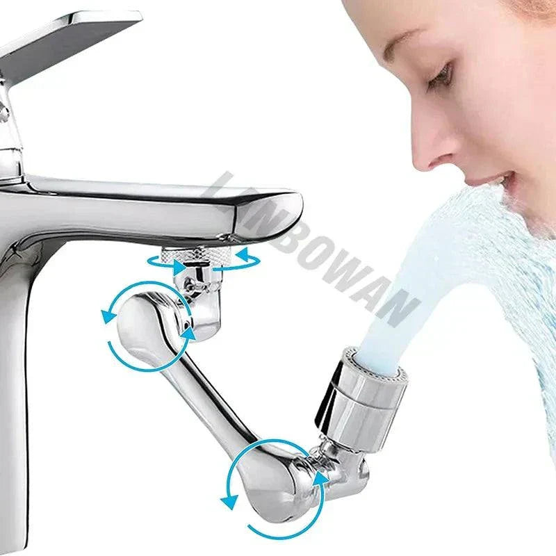 1080 rotatable faucet aerator extender with flexible mechanical arm for adjustable water flow and easy face washing.