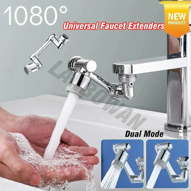 1080 rotatable faucet aerator extender with dual water modes for flexible sink use and easy cleaning