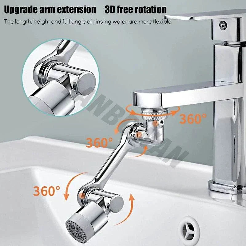 1080 Rotatable Faucet aerator extender with triple 360-degree rotation for flexible water direction control