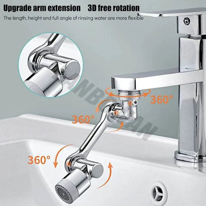 1080 Rotatable Faucet aerator extender with triple 360-degree rotation for flexible water direction control