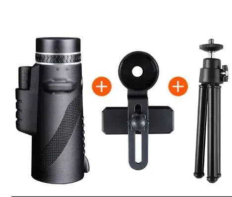 High-definition telescope with universal phone mount and waterproof design for clear outdoor viewing