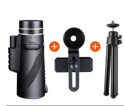 High-definition telescope with universal phone mount and waterproof design for clear outdoor viewing
